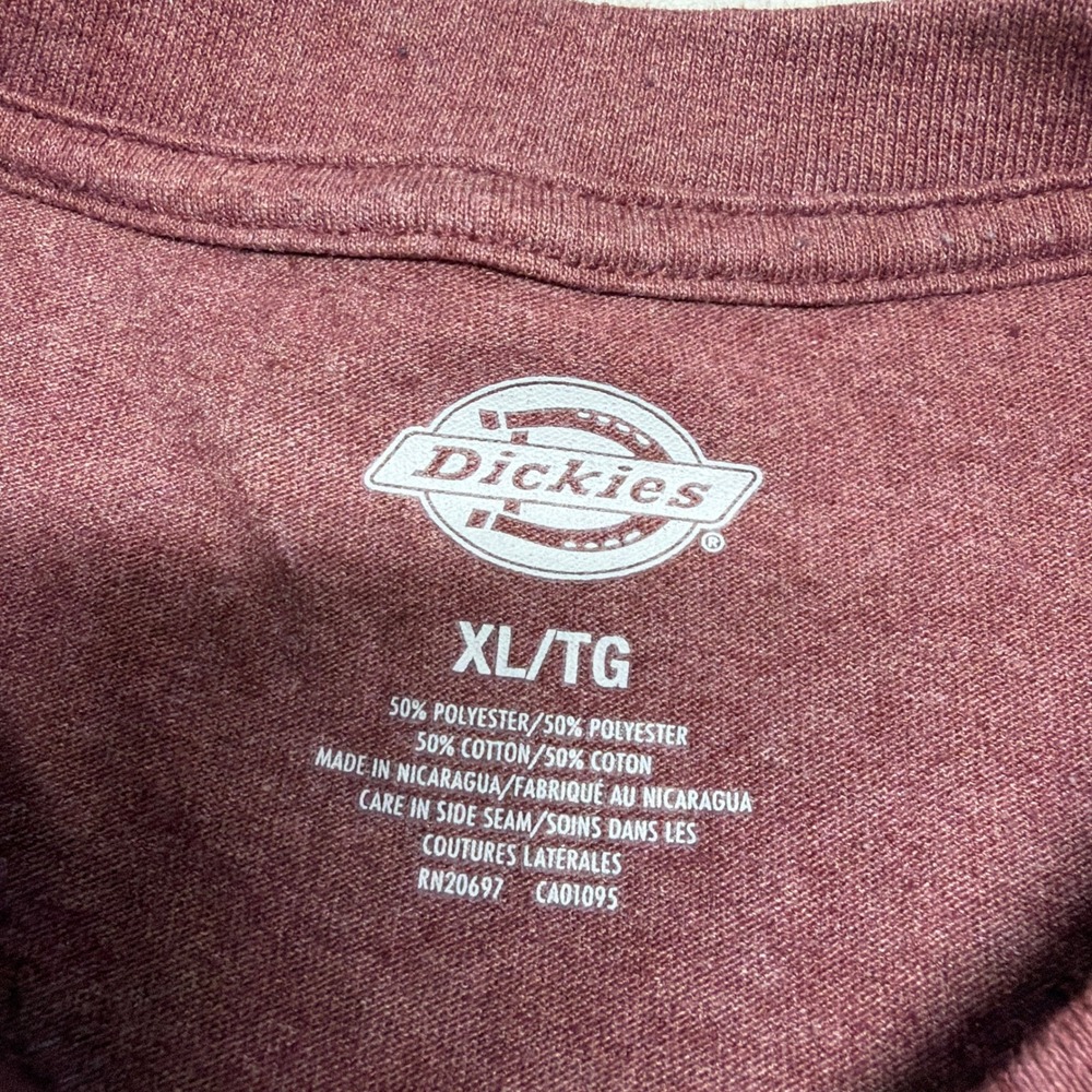 Dickies Pocket T-Shirt Mens XL Burgundy Heather Short Sleeve Boxy Fit Workwear - Picture 6 of 9
